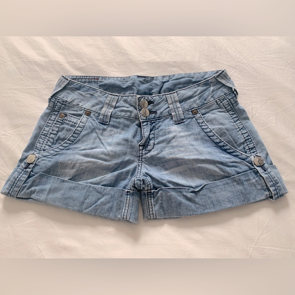 True Religion light jean shorts